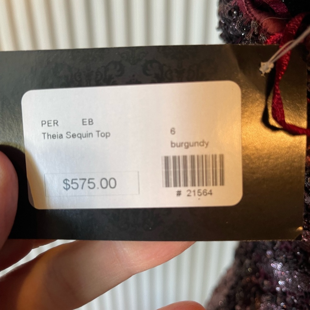 Theia Burgundy Sequin Top - Picture 8 of 11